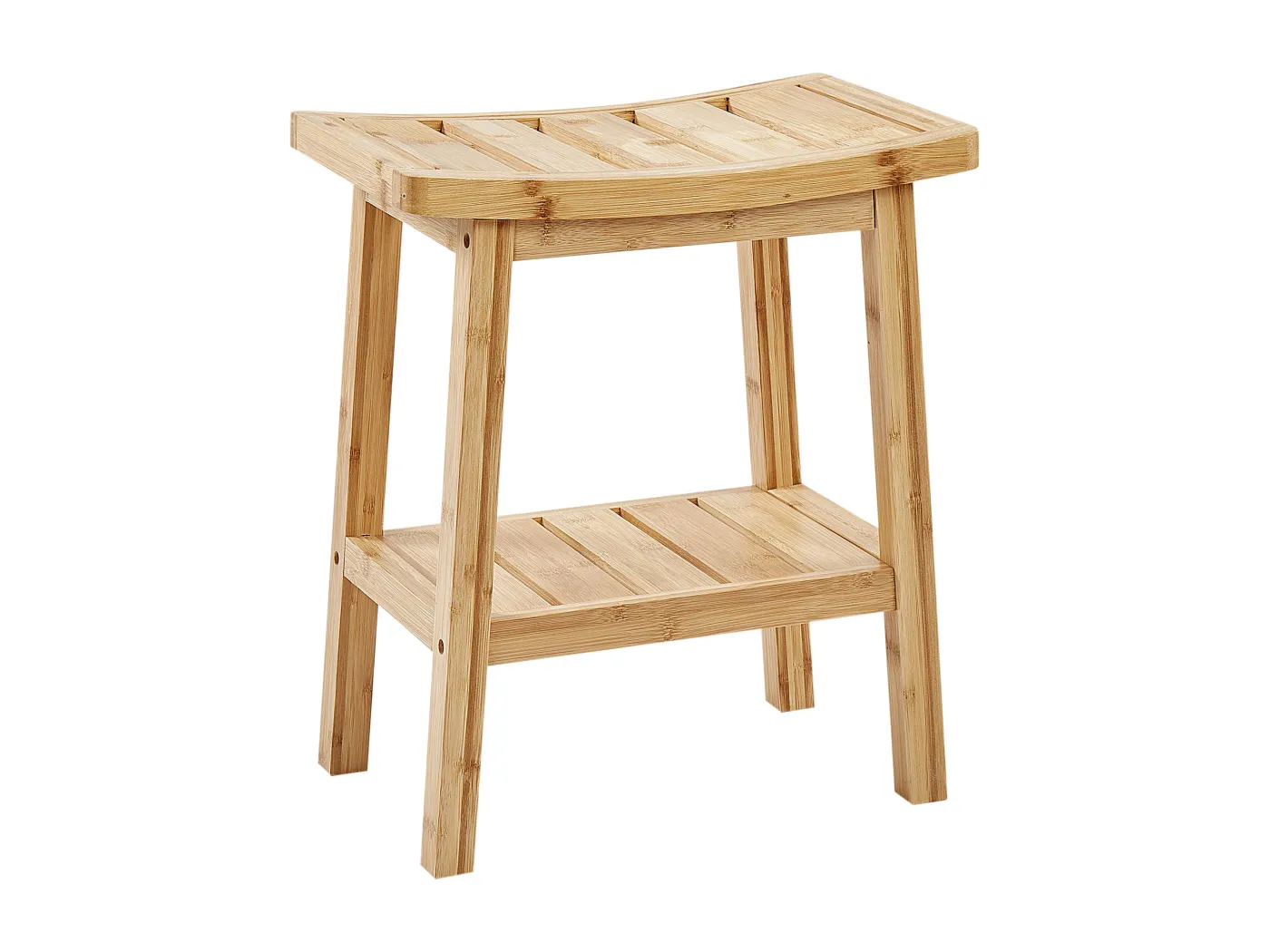 Bad Beistelltisch Hocker mit Ablage Bambusholz hellbraun 39x25 cm modern Tremont