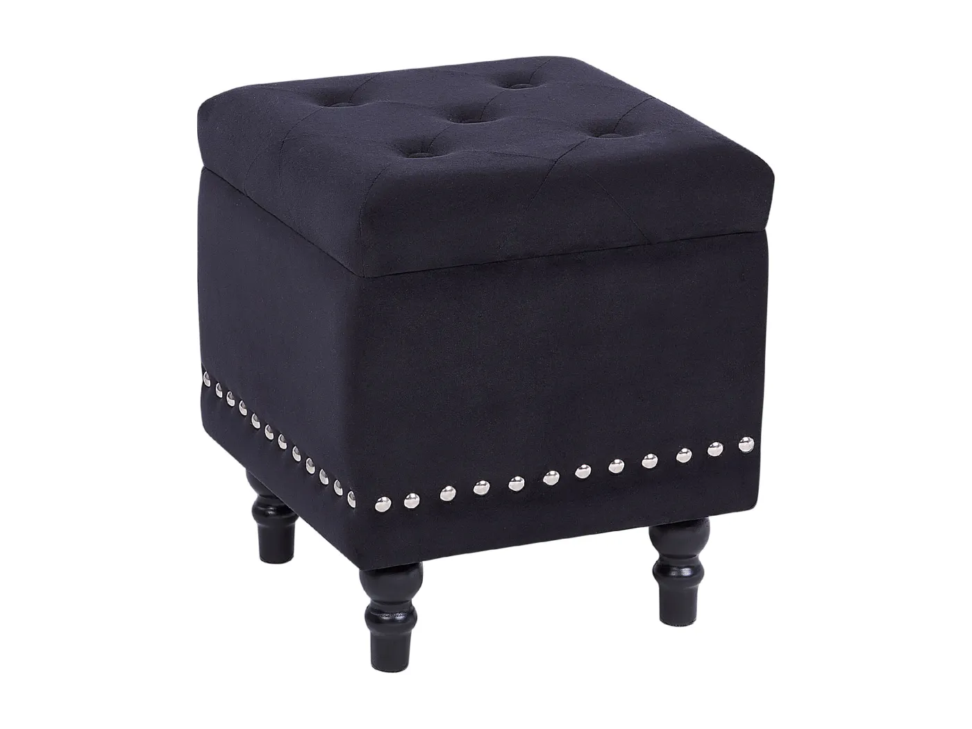 Pouf mit Stauraum LORETTO Samtstoff Schwarz 37 cm 37 cm 40 cm