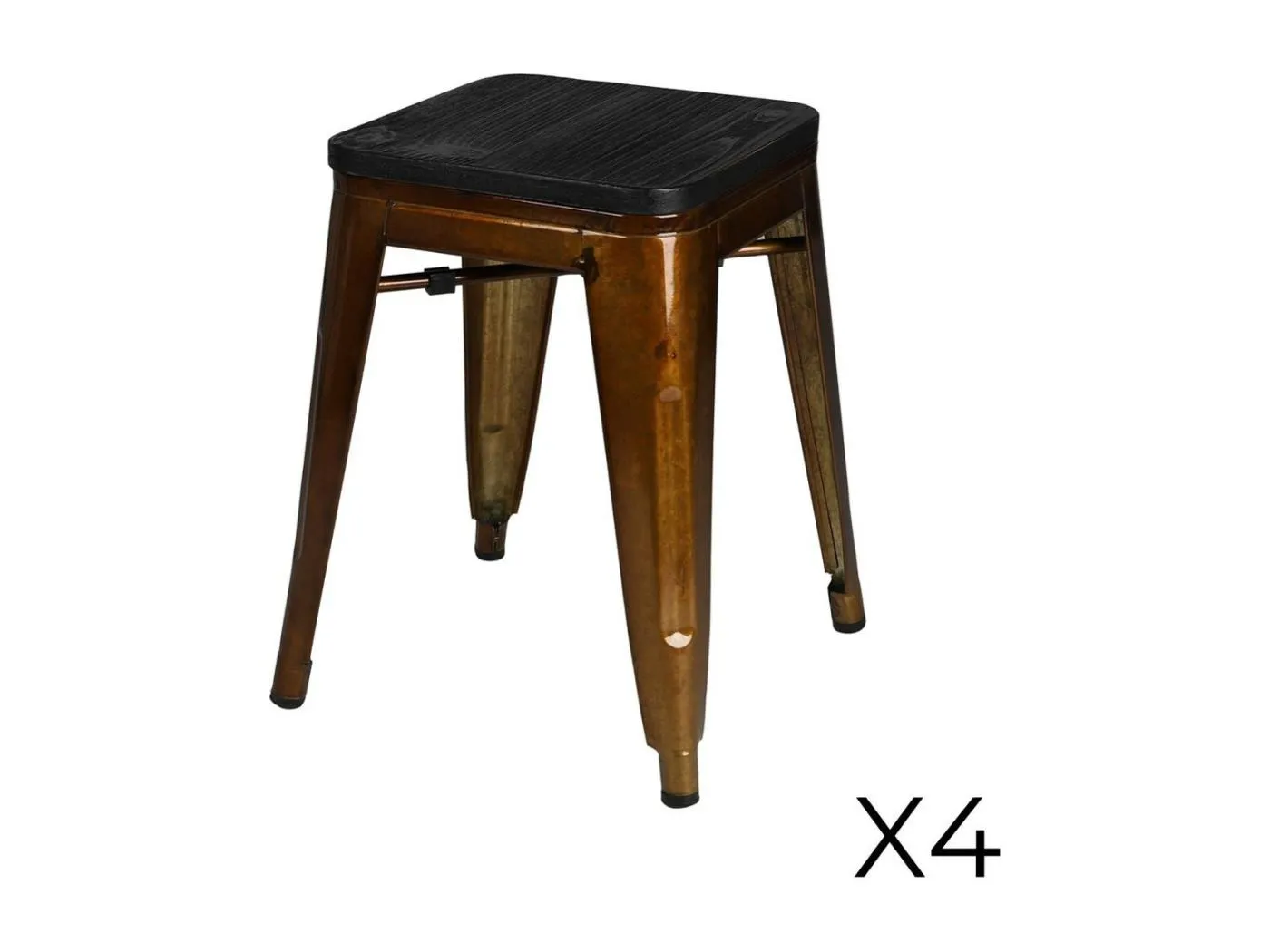 Set von 4 Barhockern im Industriestil aus goldenem Metall, Kollektion FACTORY.