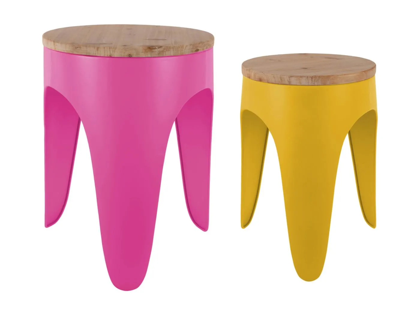 Hockerset Double Funky - Leuchtendes Pink & Leuchtendes Gelb