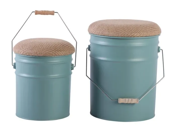Hockerset Buckets - Grau Jade