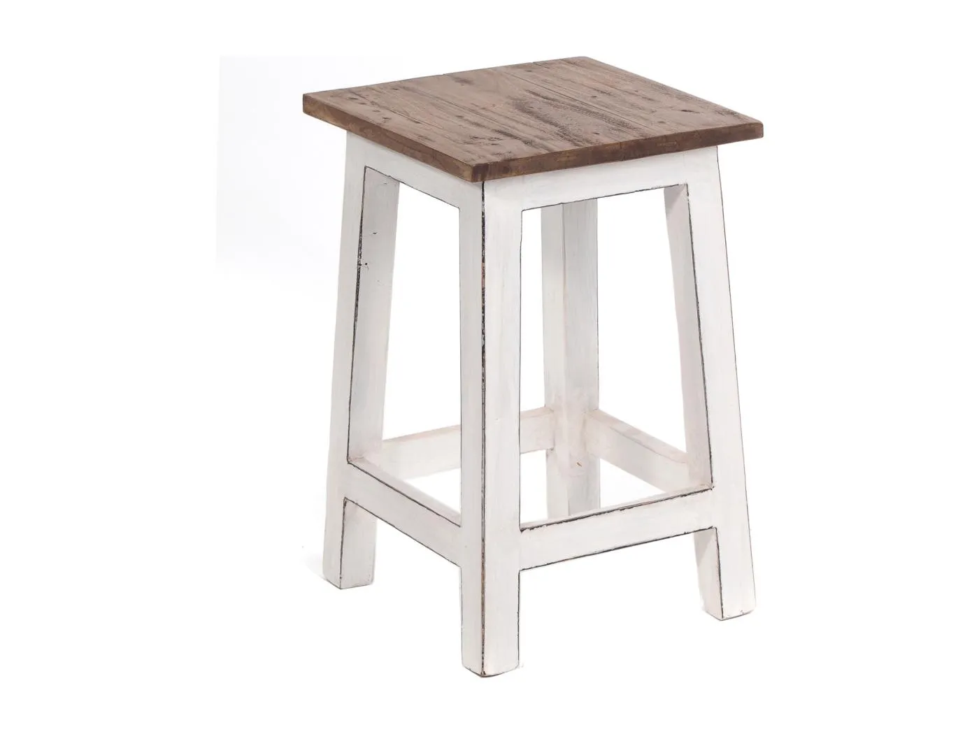 HOCKER MADERO Recyclingholz 06 weiß-landhaus