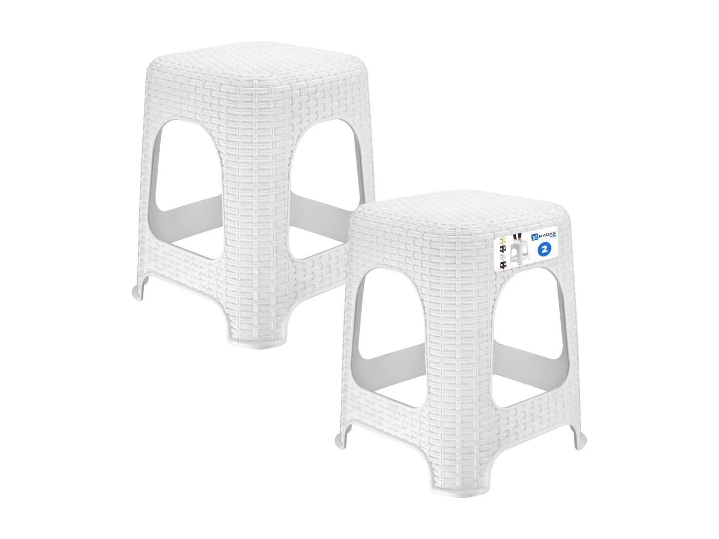 KADAX Hocker Küchenhocker Rattan Weiß 2-tlg