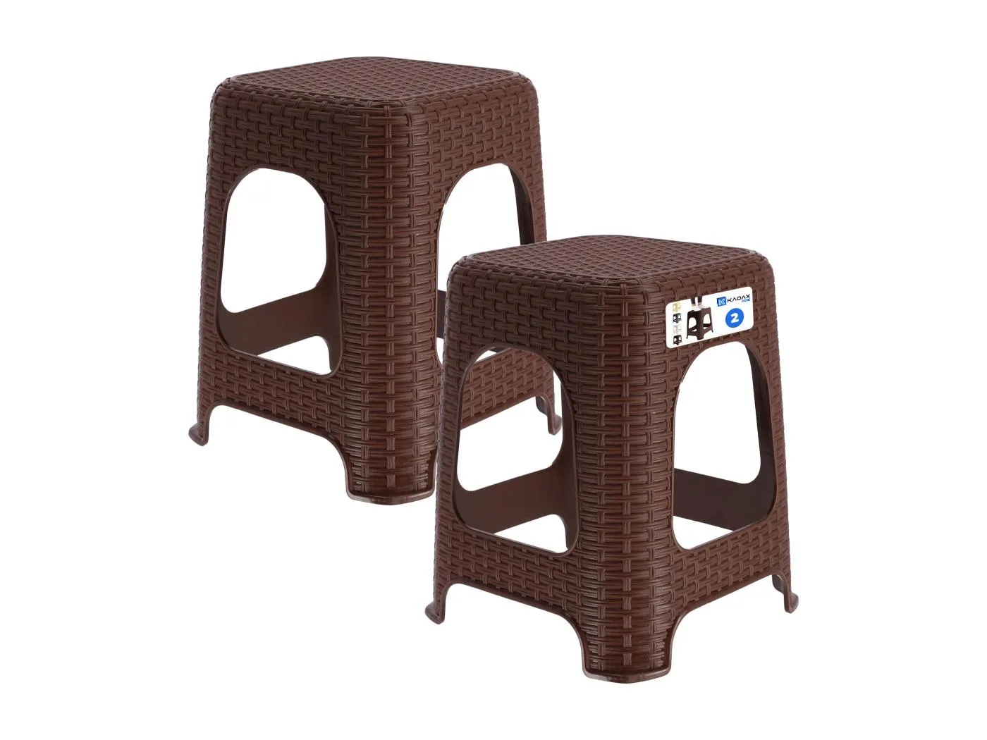 KADAX Hocker Küchenhocker Rattan Braun 2-tlg