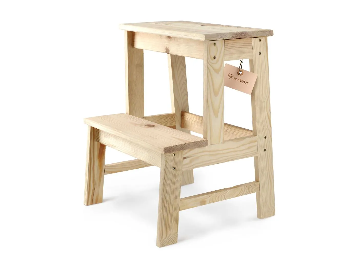 KADAX Küchenhocker aus Holz, 50 cm Plattform mit massiver Stufe