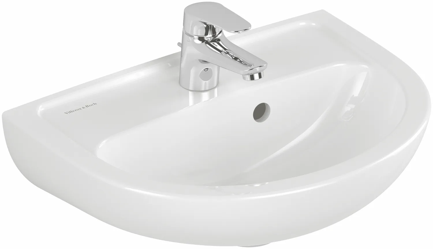 Villeroy & Boch Waschbecken „Newo“ 450 × 340 × 150 mm, Hahnlochposition mittig in Weiß Alpin