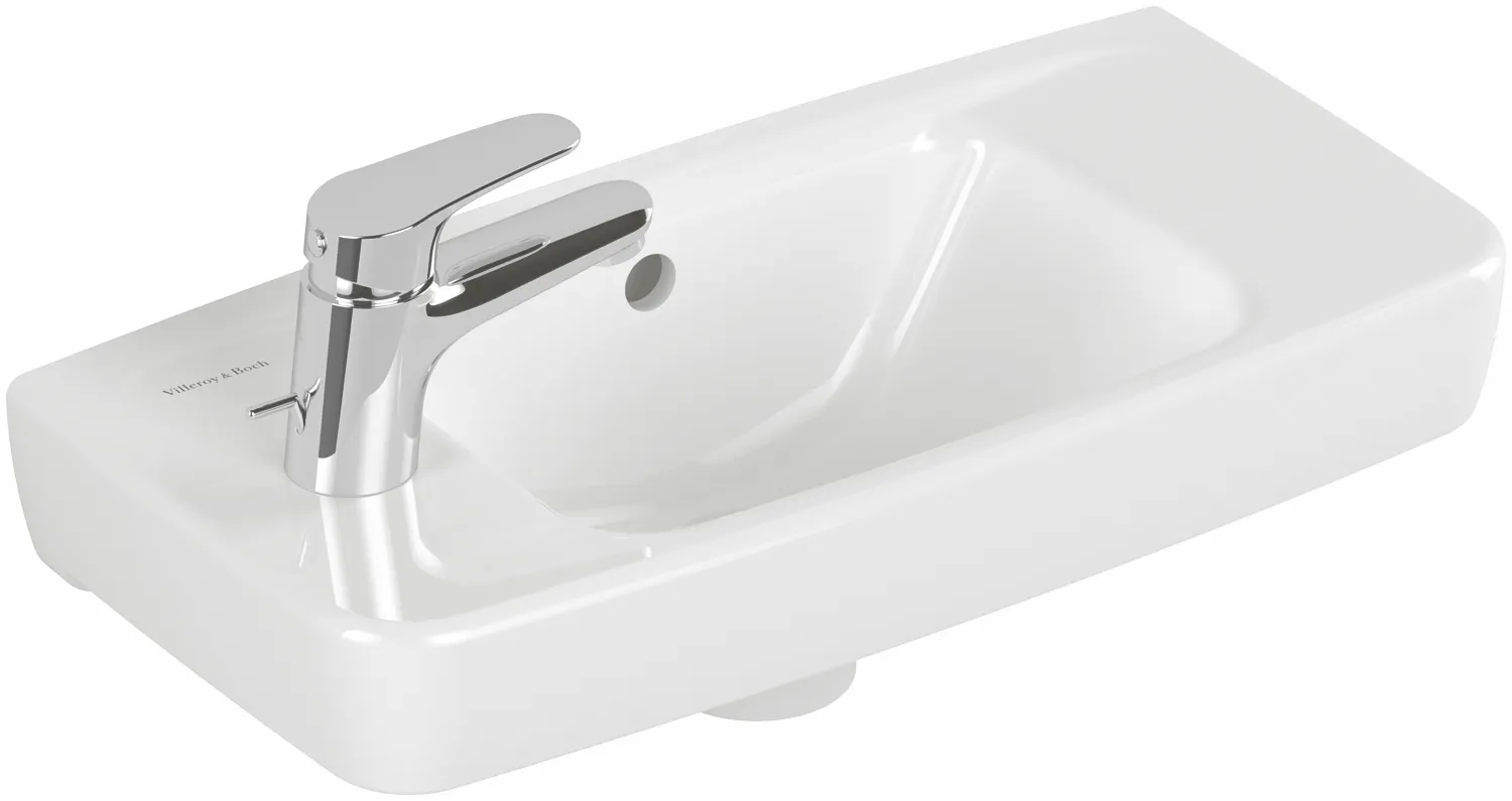 Villeroy & Boch Waschbecken „Newo“ 500 × 240 × 145 mm, ohne Hahnlochbohrung in Weiß Alpin