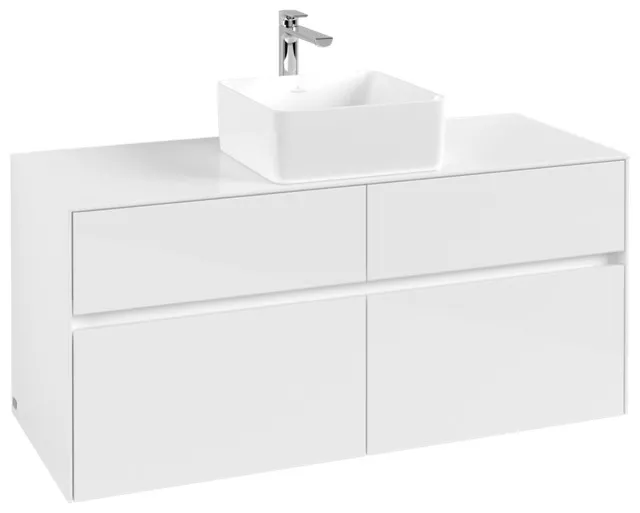 Villeroy & Boch Waschtischunterschrank „Collaro“ für Schrankwaschtisch 120 × 54,8 × 50 cm Waschbecken mittig in Glossy White, Sonderangebot,