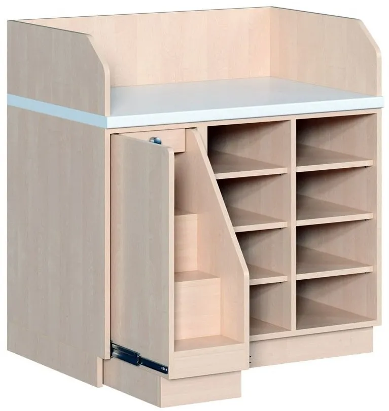 Wickelkommode mit 8 Fächern und ausziehbarer Treppe